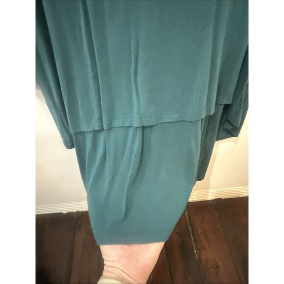 Soft Surroundings Top Women Medium Teal Knit Long Sleeve Relaxed Tunic V Neck - Picture 5 of 12